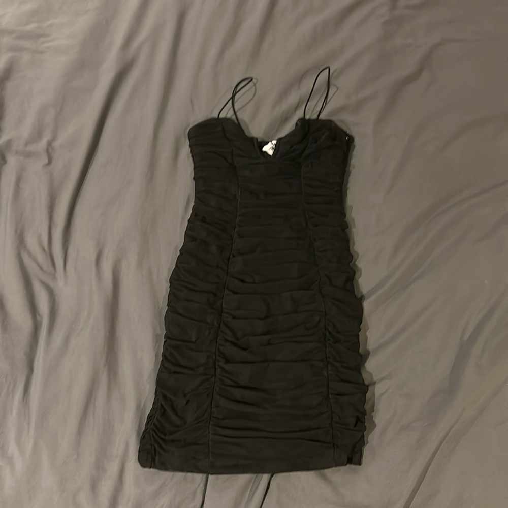 Princess Polly dress. Size 4. Black.  Ruching all over front, back and s…